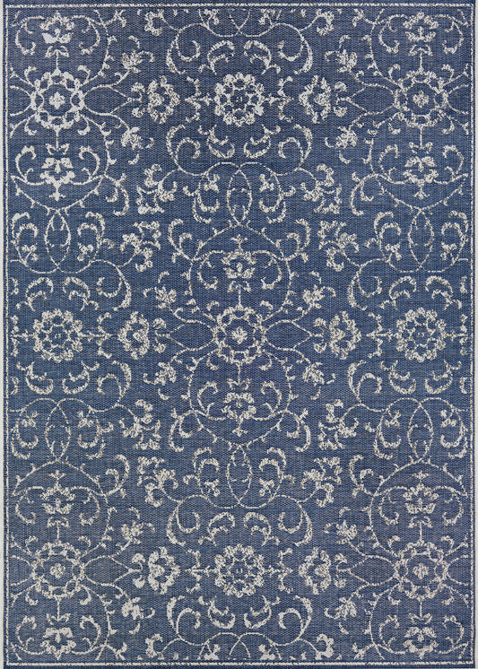 Couristan Monte Carlo Summer Vines Navy-Ivory Rug 2' x 3'7"
