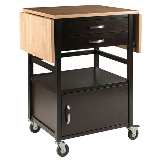 Bellini Drop Leaf Kitchen Cart, Coffee and Natural