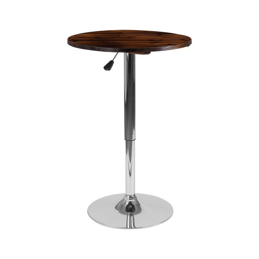 23.5'' Round Adjustable Height Rustic Pine Wood Table (Adjustable Range 26.25'' - 35.5'')