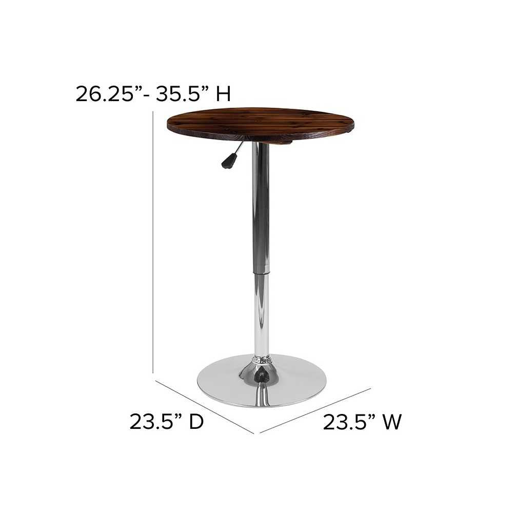 23.5'' Round Adjustable Height Rustic Pine Wood Table (Adjustable Range 26.25'' - 35.5'')