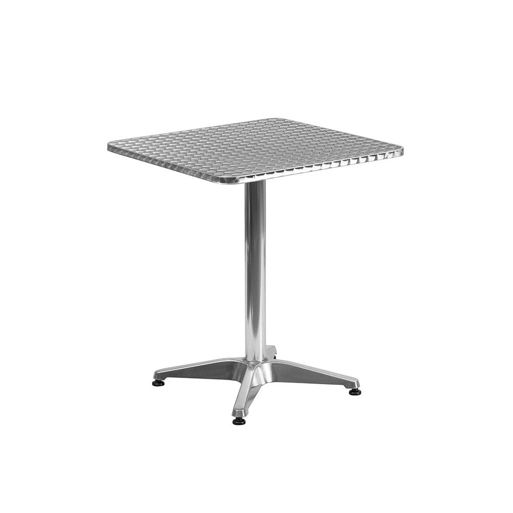 23.5'' Square Aluminum Indoor-Outdoor Table Set with 2 Slat Back Chairs