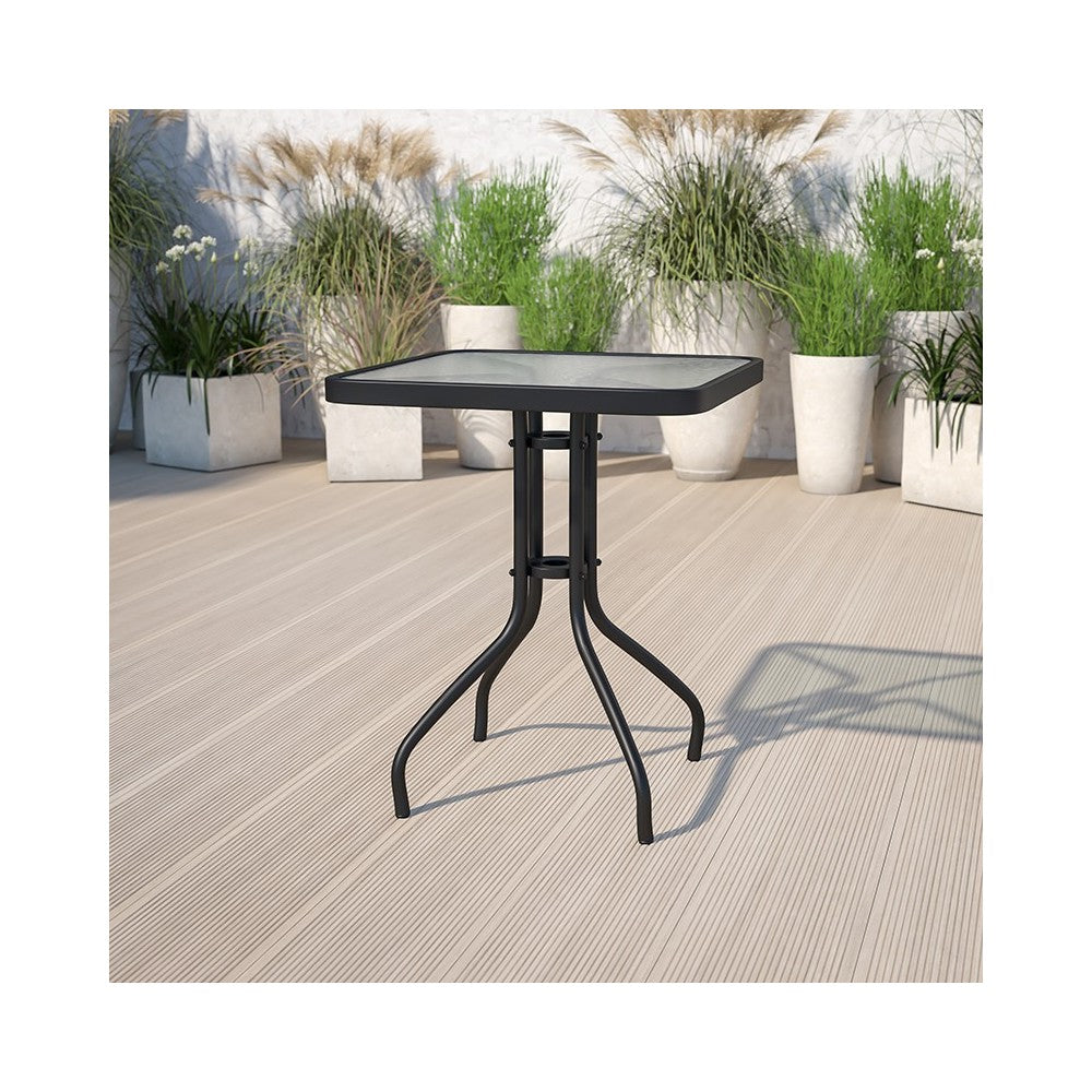 23.5'' Square Tempered Glass Metal Table