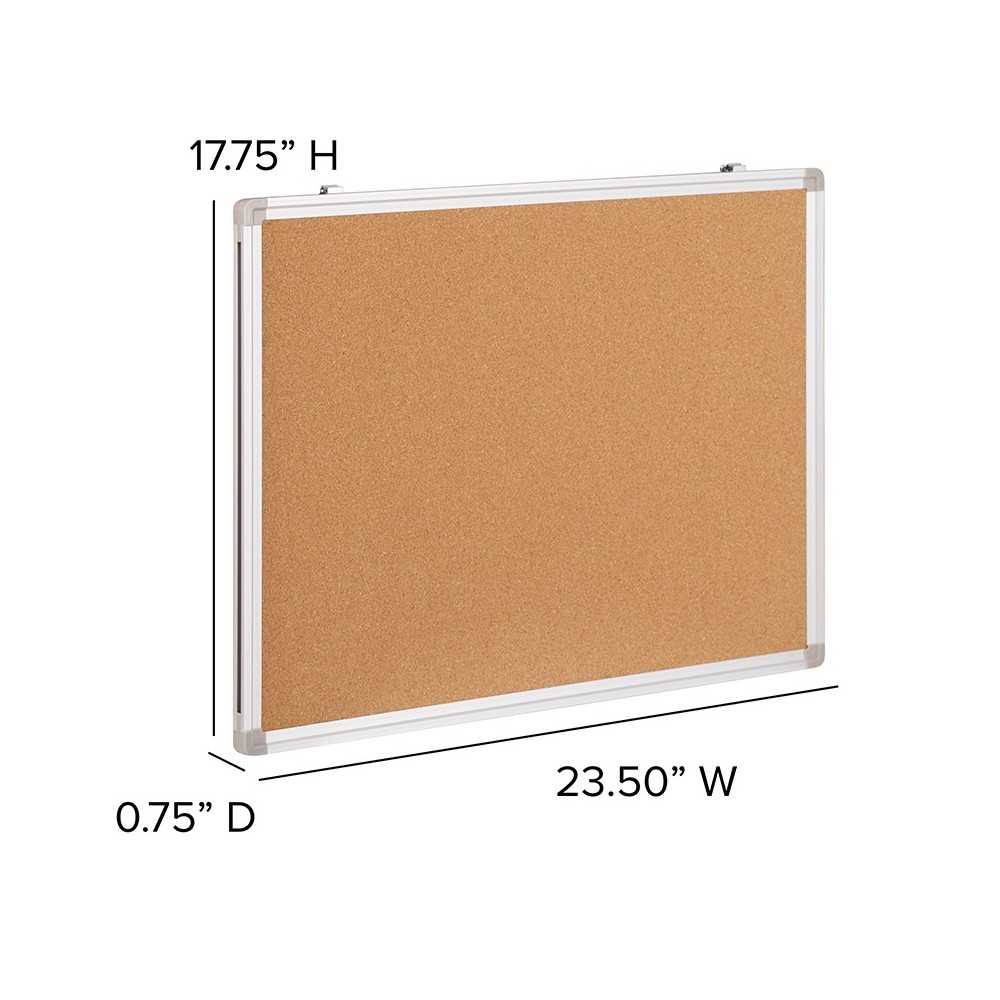 23.5"W x 17.75"H Natural Cork Board with Aluminum Frame