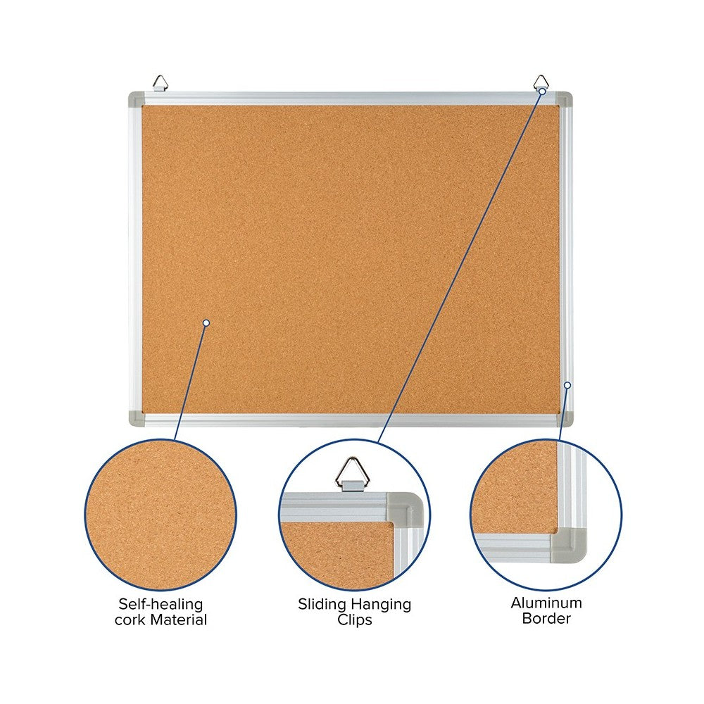 23.5"W x 17.75"H Natural Cork Board with Aluminum Frame