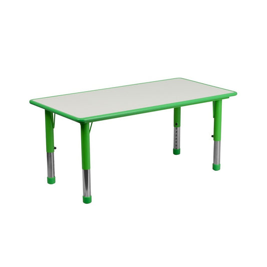 23.625''W x 47.25''L Rectangular Green Plastic Height Adjustable Activity Table with Gray Top