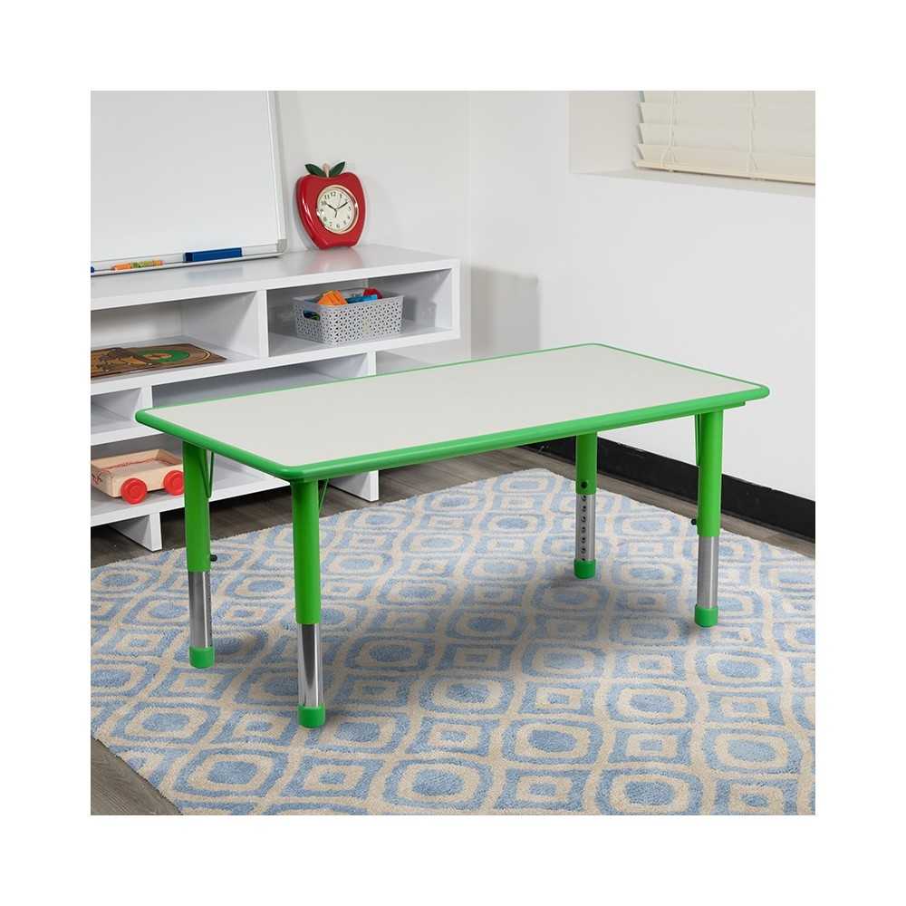 23.625''W x 47.25''L Rectangular Green Plastic Height Adjustable Activity Table with Gray Top