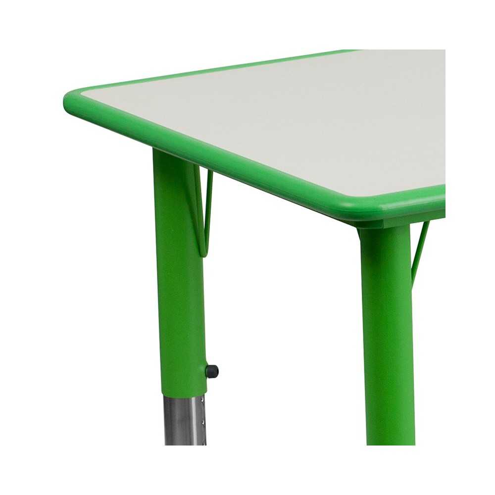 23.625''W x 47.25''L Rectangular Green Plastic Height Adjustable Activity Table with Gray Top