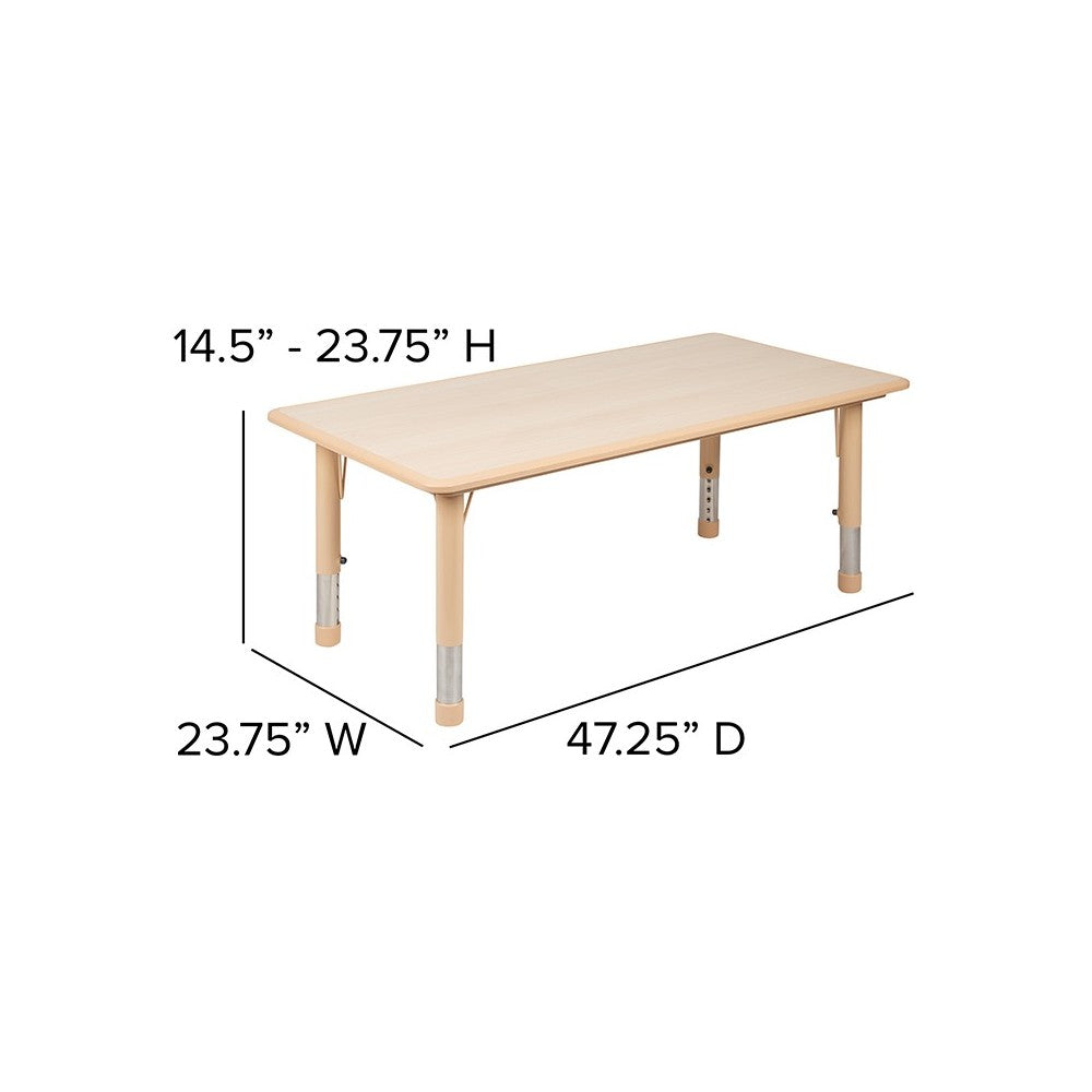 23.625"W x 47.25"L Rectangular Natural Plastic Height Adjustable Activity Table