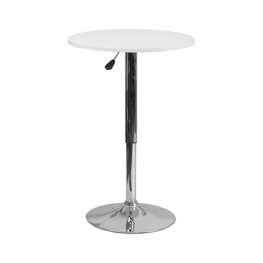 23.75'' Round Adjustable Height White Wood Table (Adjustable Range 26.25'' - 35.75'')