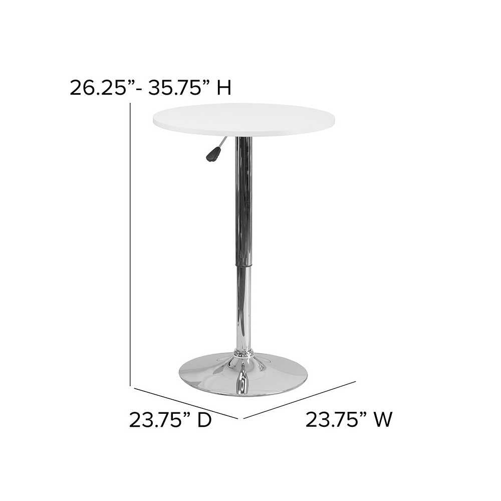 23.75'' Round Adjustable Height White Wood Table (Adjustable Range 26.25'' - 35.75'')