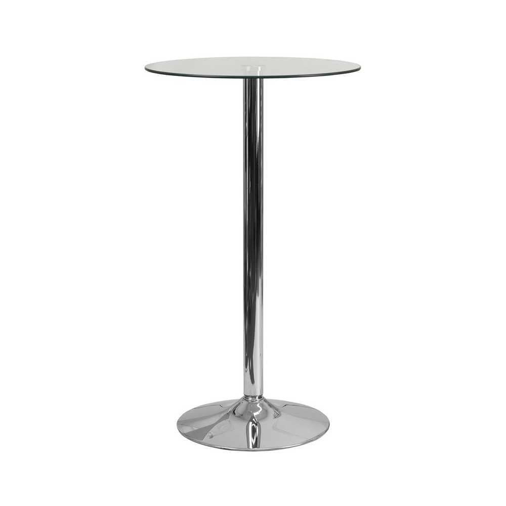 23.75'' Round Glass Table with 41.75''H Chrome Base