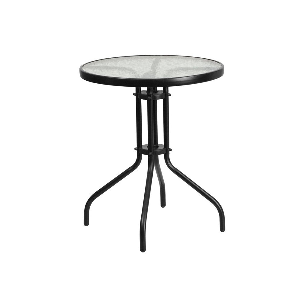23.75'' Round Tempered Glass Metal Table