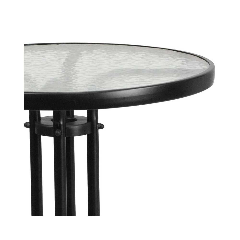 23.75'' Round Tempered Glass Metal Table