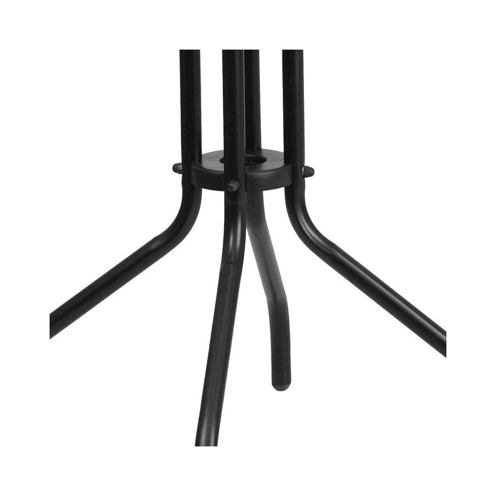 23.75'' Round Tempered Glass Metal Table