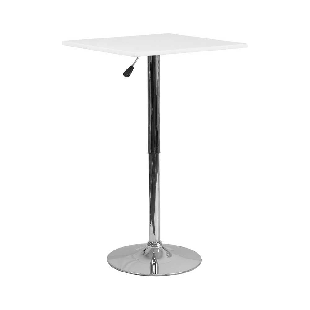 23.75'' Square Adjustable Height White Wood Table (Adjustable Range 33'' - 40.5'')