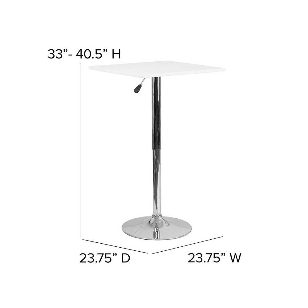 23.75'' Square Adjustable Height White Wood Table (Adjustable Range 33'' - 40.5'')