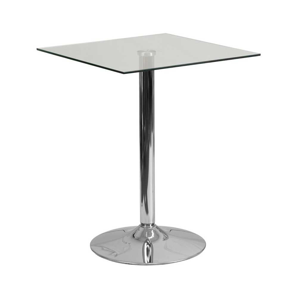 23.75'' Square Glass Table with 30''H Chrome Base