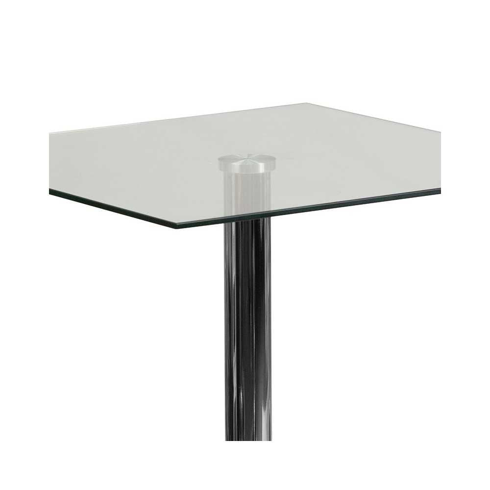 23.75'' Square Glass Table with 30''H Chrome Base