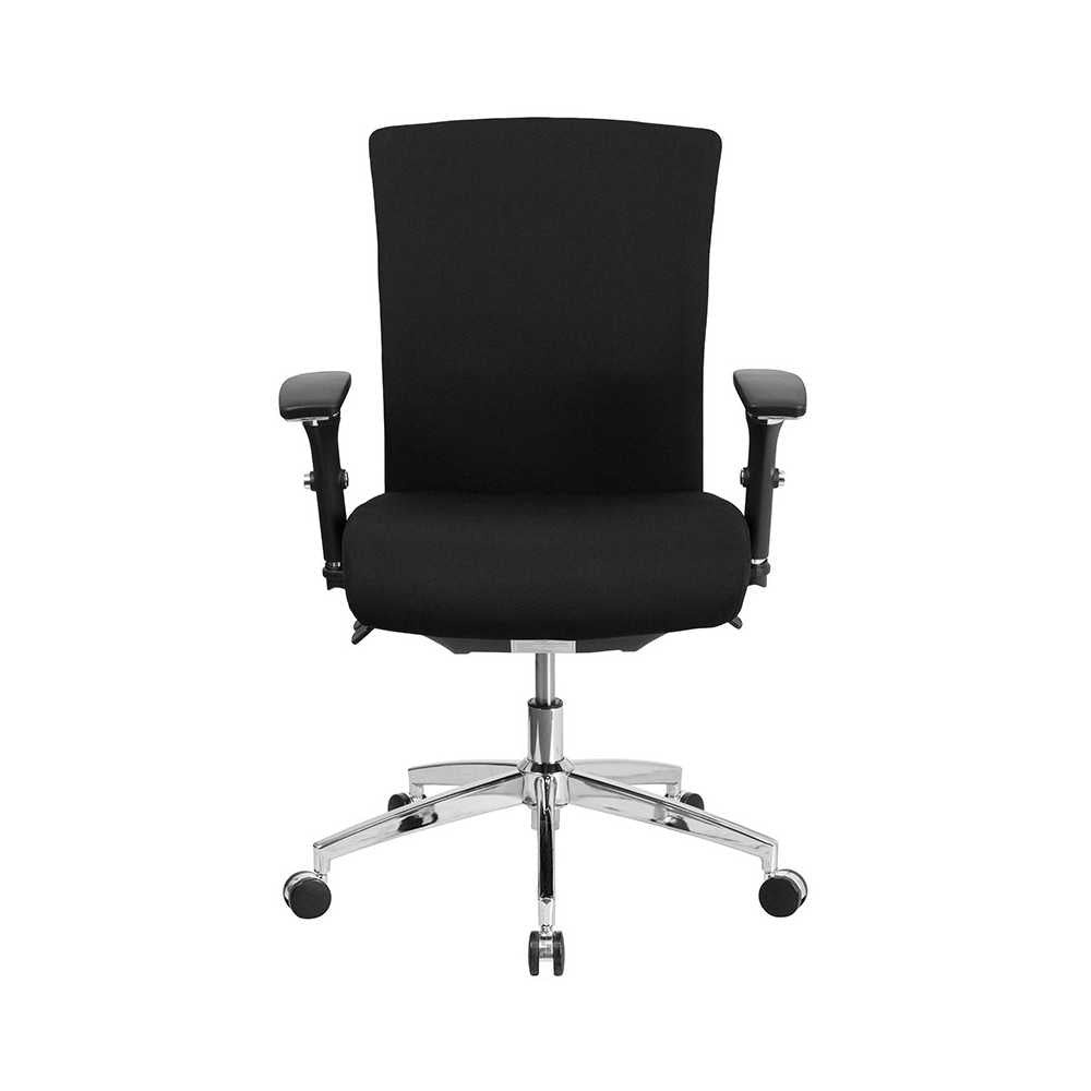 24/7 Intensive Use 300 lb. Rated Black Fabric Multifunction Ergonomic Office Chair with Seat Slider
