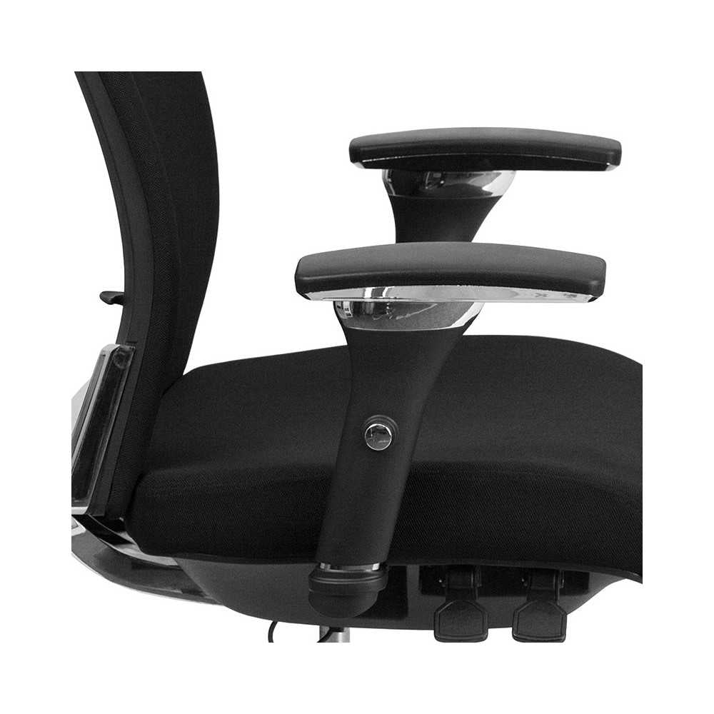 24/7 Intensive Use 300 lb. Rated Black Fabric Multifunction Ergonomic Office Chair with Seat Slider