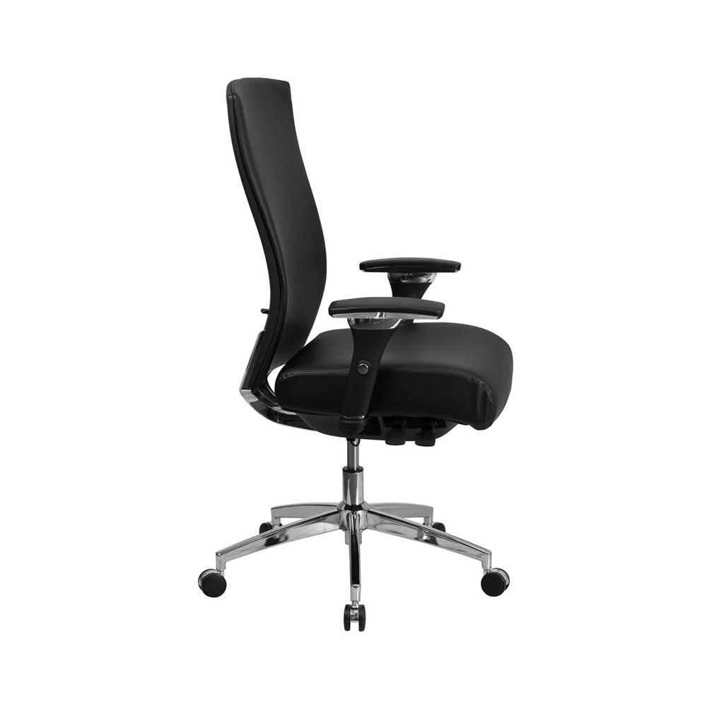 24/7 Intensive Use 300 lb. Rated Black LeatherSoft Multifunction Ergonomic Office Chair with Seat Slider