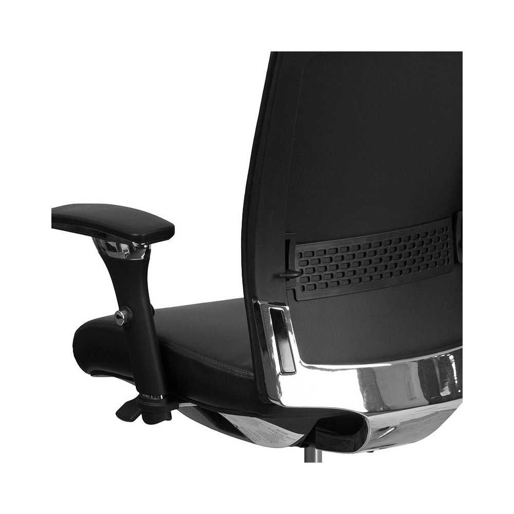 24/7 Intensive Use 300 lb. Rated Black LeatherSoft Multifunction Ergonomic Office Chair with Seat Slider