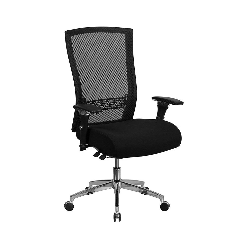 24/7 Intensive Use 300 lb. Rated Black Mesh Multifunction Ergonomic Office Chair with Seat Slider