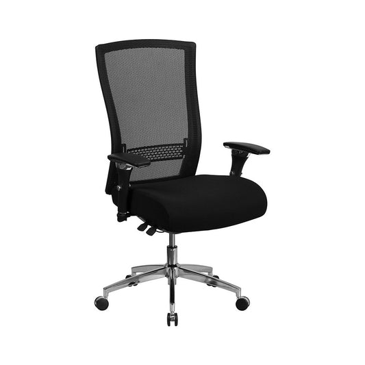 24/7 Intensive Use 300 lb. Rated Black Mesh Multifunction Ergonomic Office Chair with Seat Slider