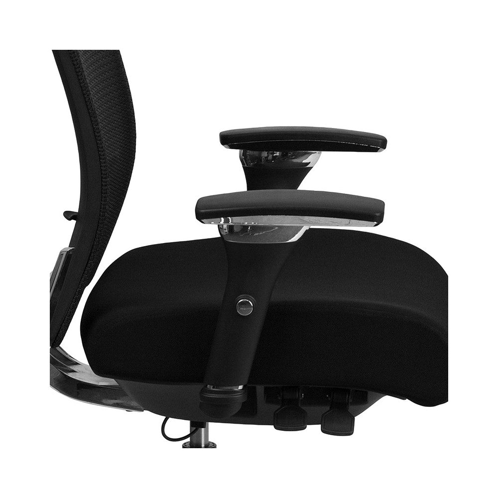 24/7 Intensive Use 300 lb. Rated Black Mesh Multifunction Ergonomic Office Chair with Seat Slider