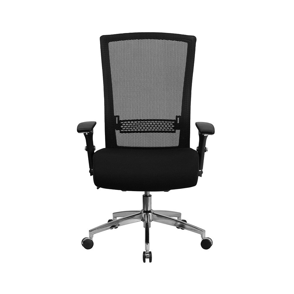24/7 Intensive Use 300 lb. Rated Black Mesh Multifunction Ergonomic Office Chair with Seat Slider
