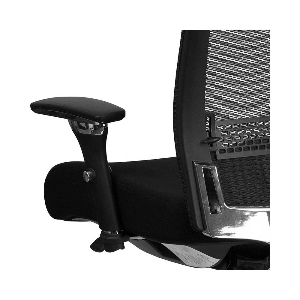 24/7 Intensive Use 300 lb. Rated Black Mesh Multifunction Ergonomic Office Chair with Seat Slider