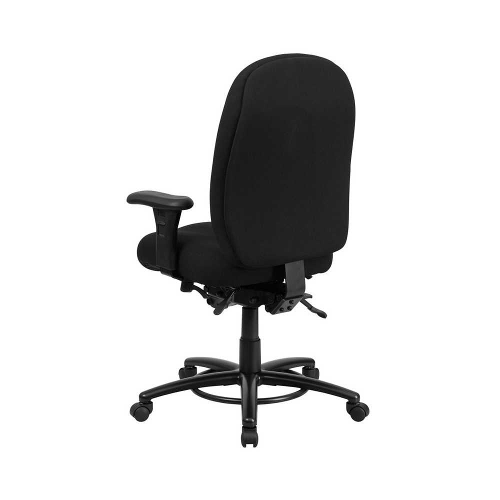 24/7 Intensive Use Big & Tall 350 lb. Rated Black Fabric Multifunction Ergonomic Office Chair - Foot Ring
