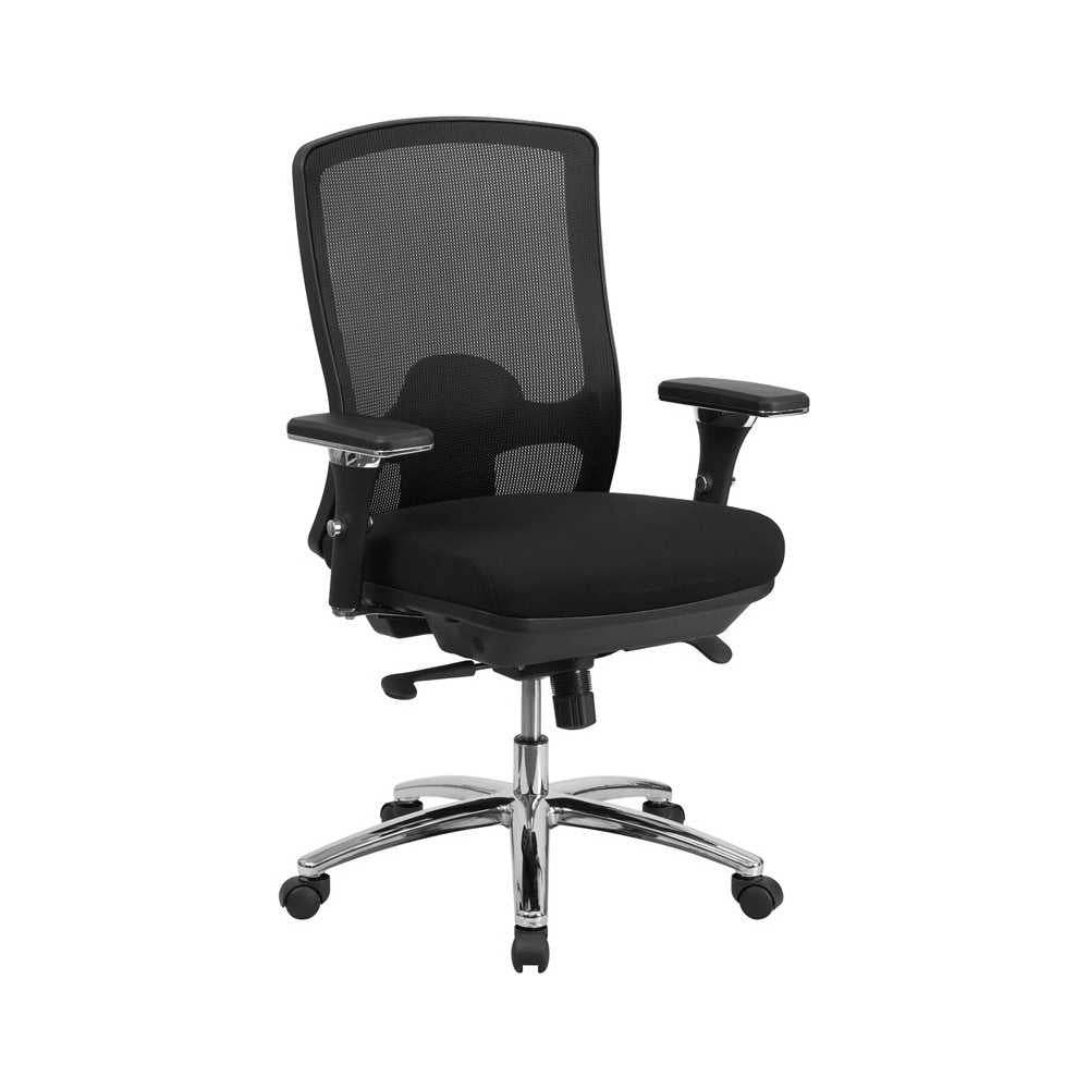 24/7 Intensive Use Big & Tall 350 lb. Rated Black Mesh Multifunction Swivel Ergonomic Office Chair