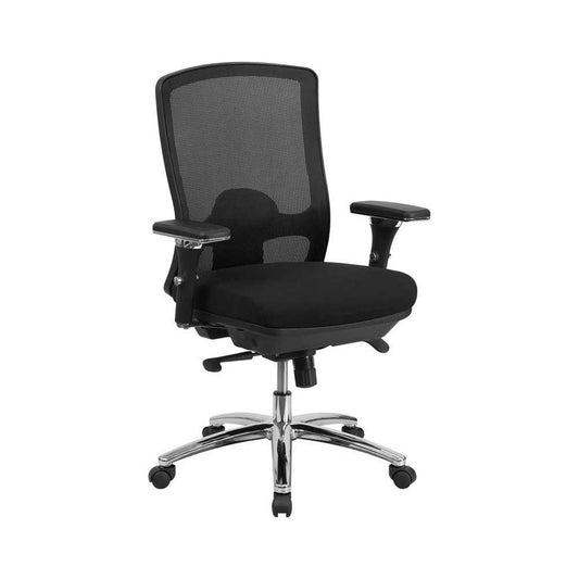 24/7 Intensive Use Big & Tall 350 lb. Rated Black Mesh Multifunction Swivel Ergonomic Office Chair