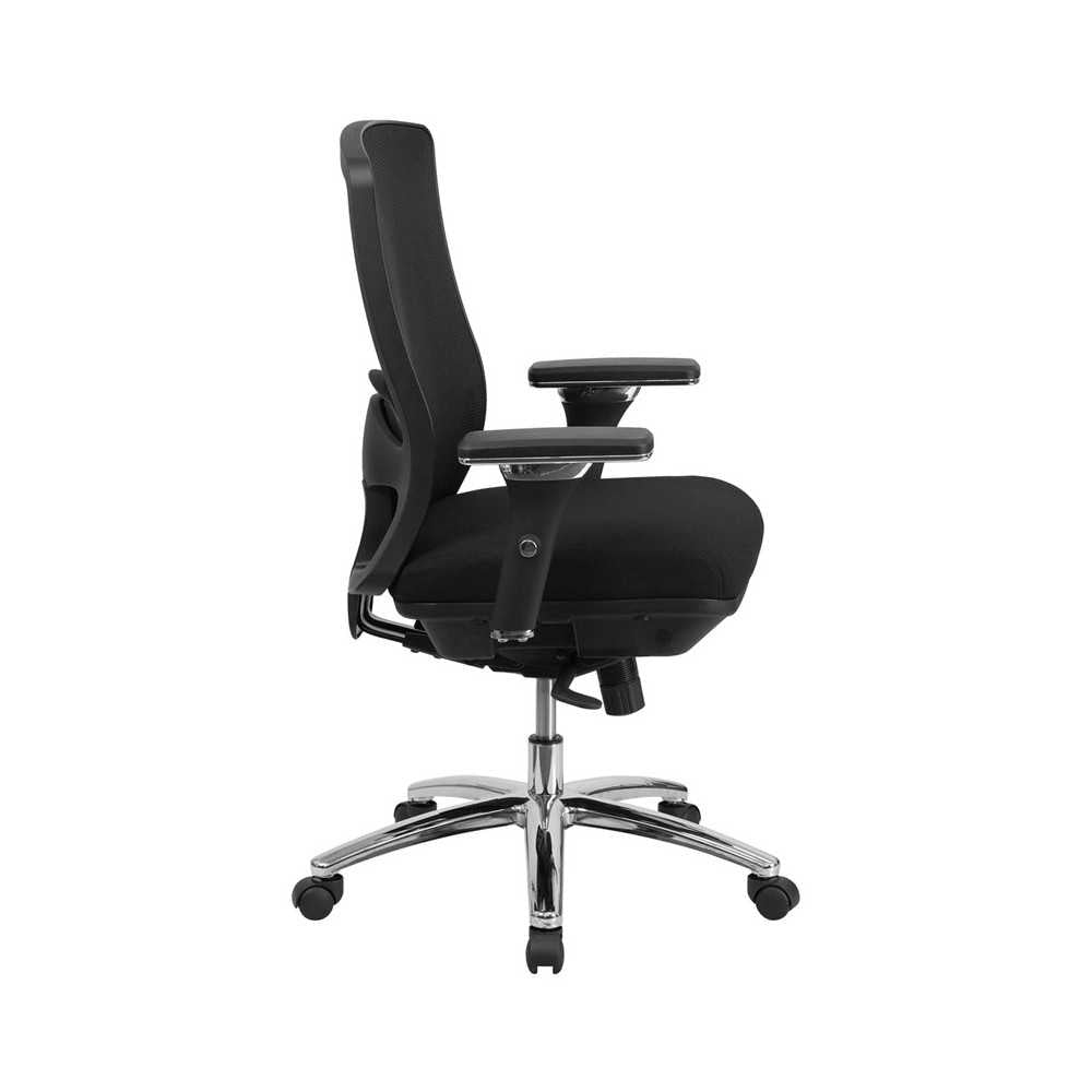 24/7 Intensive Use Big & Tall 350 lb. Rated Black Mesh Multifunction Swivel Ergonomic Office Chair