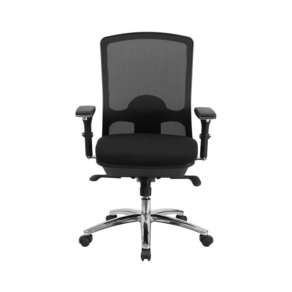24/7 Intensive Use Big & Tall 350 lb. Rated Black Mesh Multifunction Swivel Ergonomic Office Chair