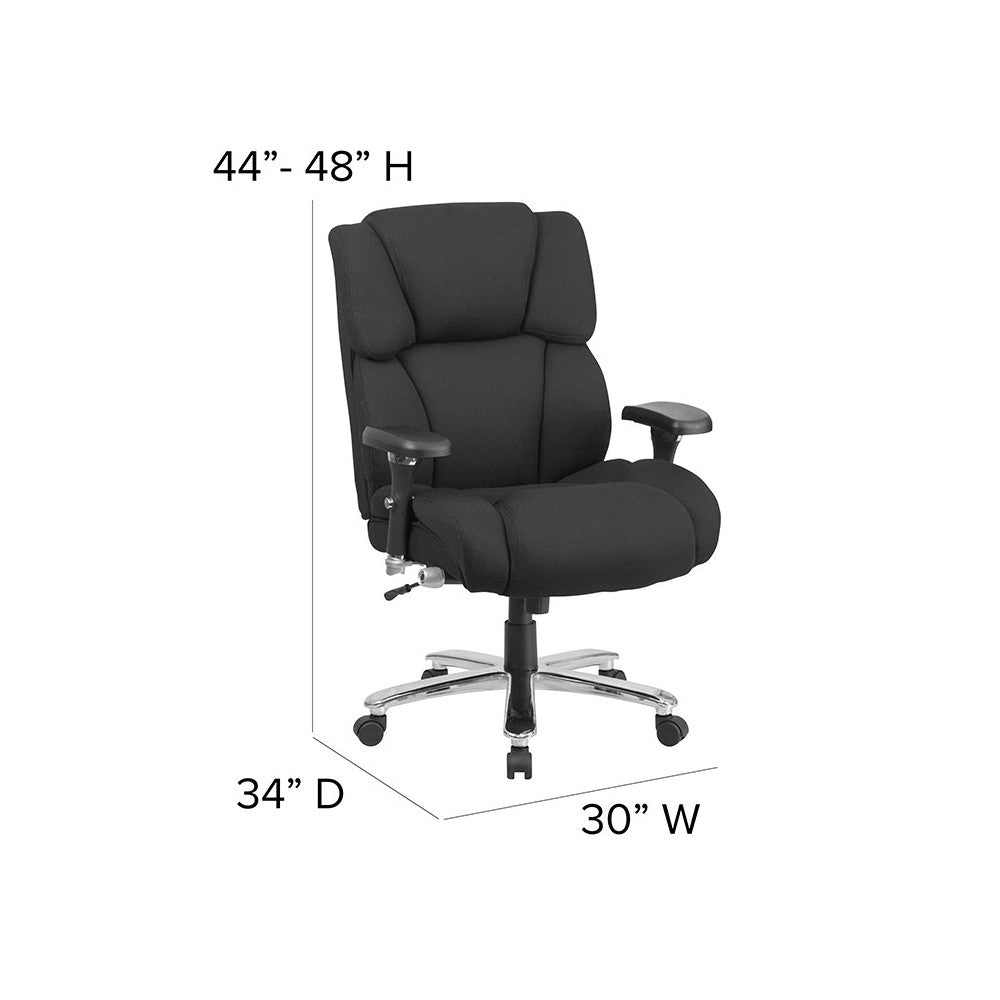 24/7 Intensive Use Big & Tall 400 lb. Rated Black Fabric Executive Ergonomic Office Chair with Lumbar Knob
