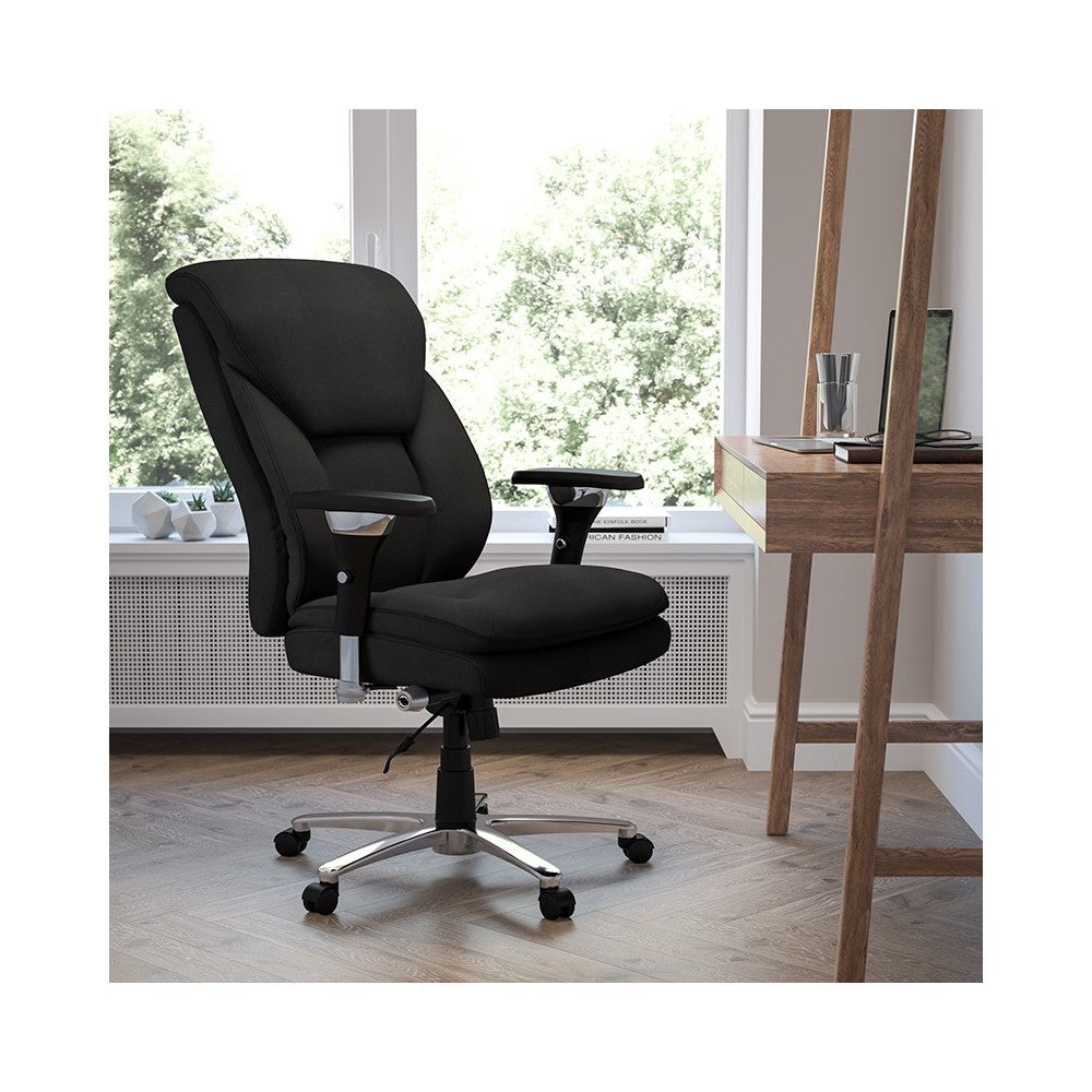 24/7 Intensive Use Big & Tall 400 lb. Rated Black Fabric Executive Ergonomic Office Chair with Lumbar Knob
