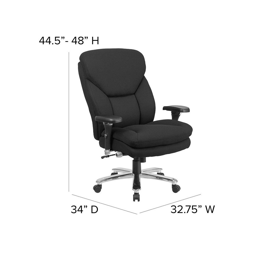 24/7 Intensive Use Big & Tall 400 lb. Rated Black Fabric Executive Ergonomic Office Chair with Lumbar Knob