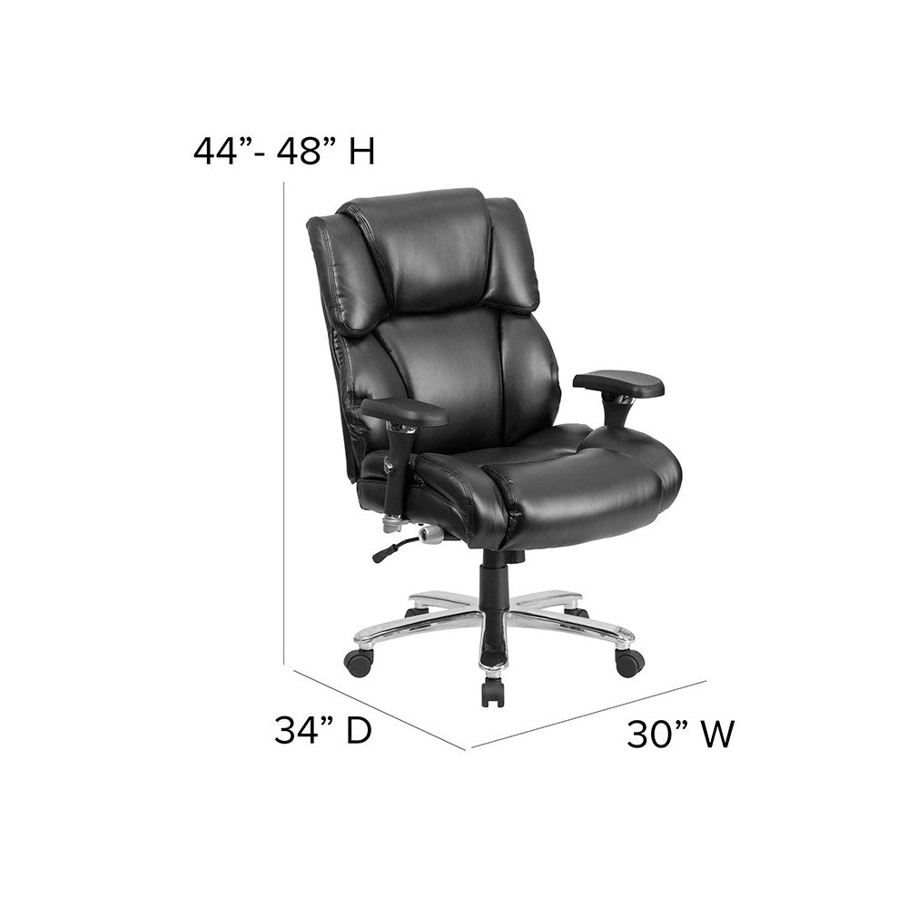24/7 Intensive Use Big & Tall 400 lb. Rated Black LeatherSoft Executive Lumbar Ergonomic Office Chair