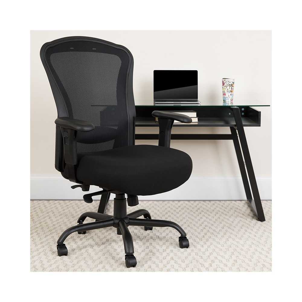 24/7 Intensive Use Big & Tall 400 lb. Rated Black Mesh Multifunction Synchro-Tilt Ergonomic Office Chair