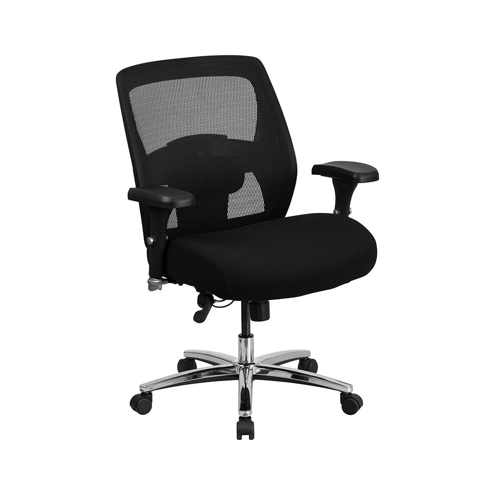24/7 Intensive Use Big & Tall 500 lb. Rated Black Mesh Executive Ergonomic Office Chair with Ratchet Back