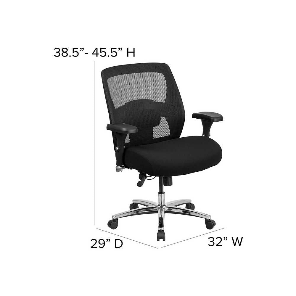 24/7 Intensive Use Big & Tall 500 lb. Rated Black Mesh Executive Ergonomic Office Chair with Ratchet Back