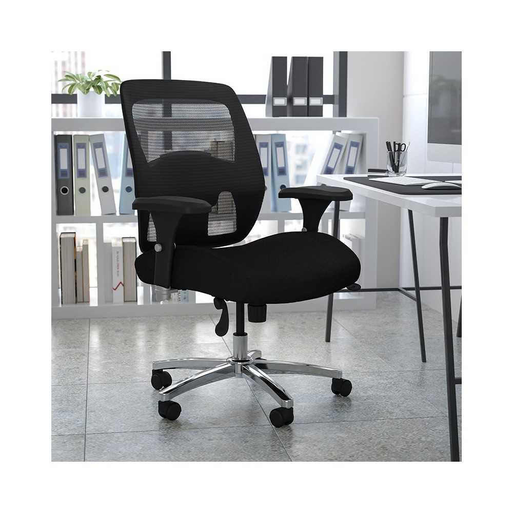 24/7 Intensive Use Big & Tall 500 lb. Rated Black Mesh Executive Ergonomic Office Chair with Ratchet Back