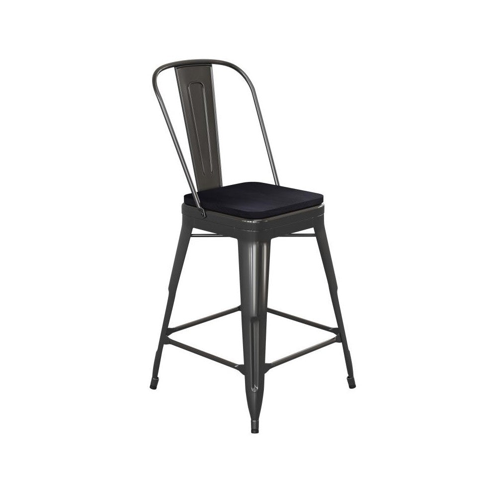 24" Black Stool-Black Seat