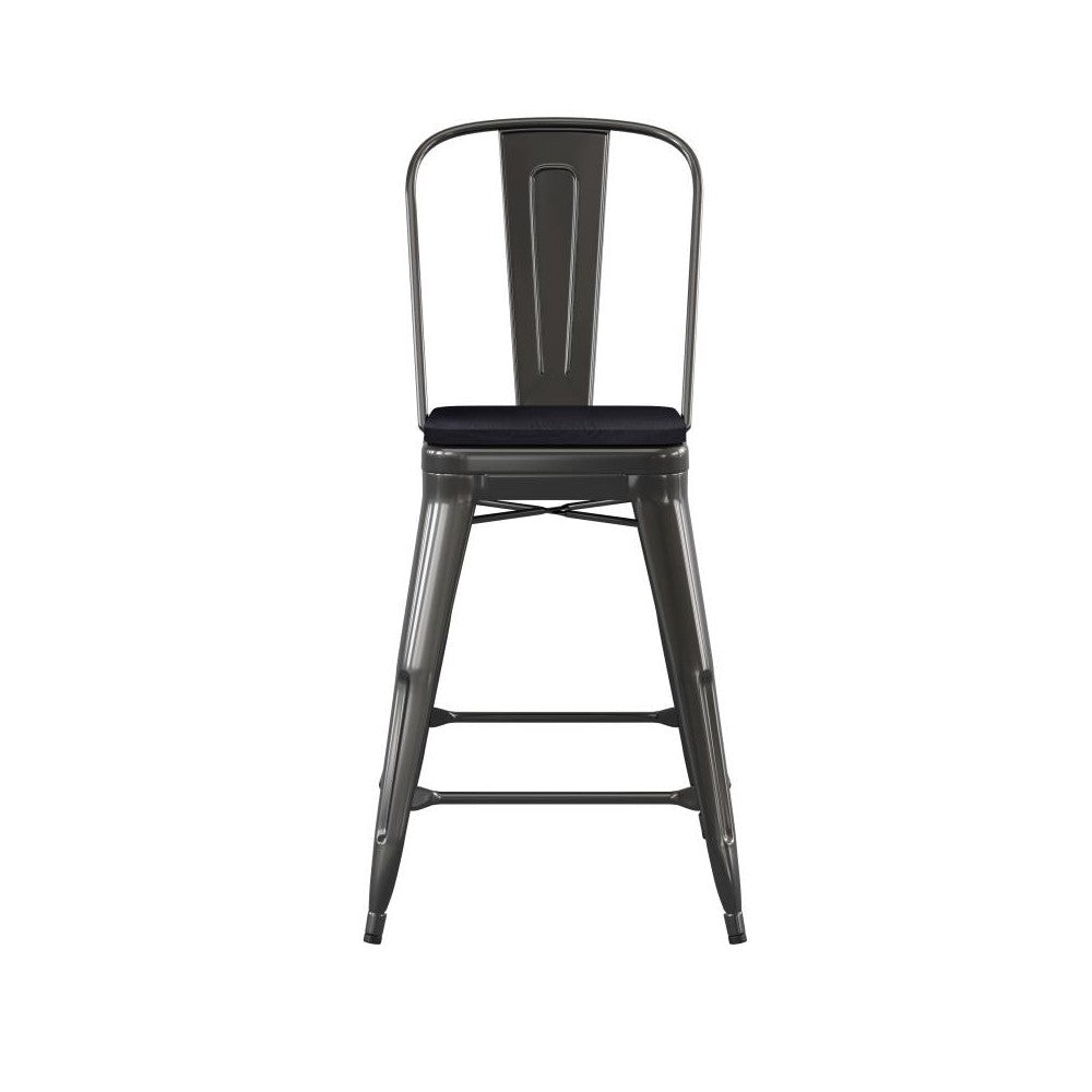 24" Black Stool-Black Seat