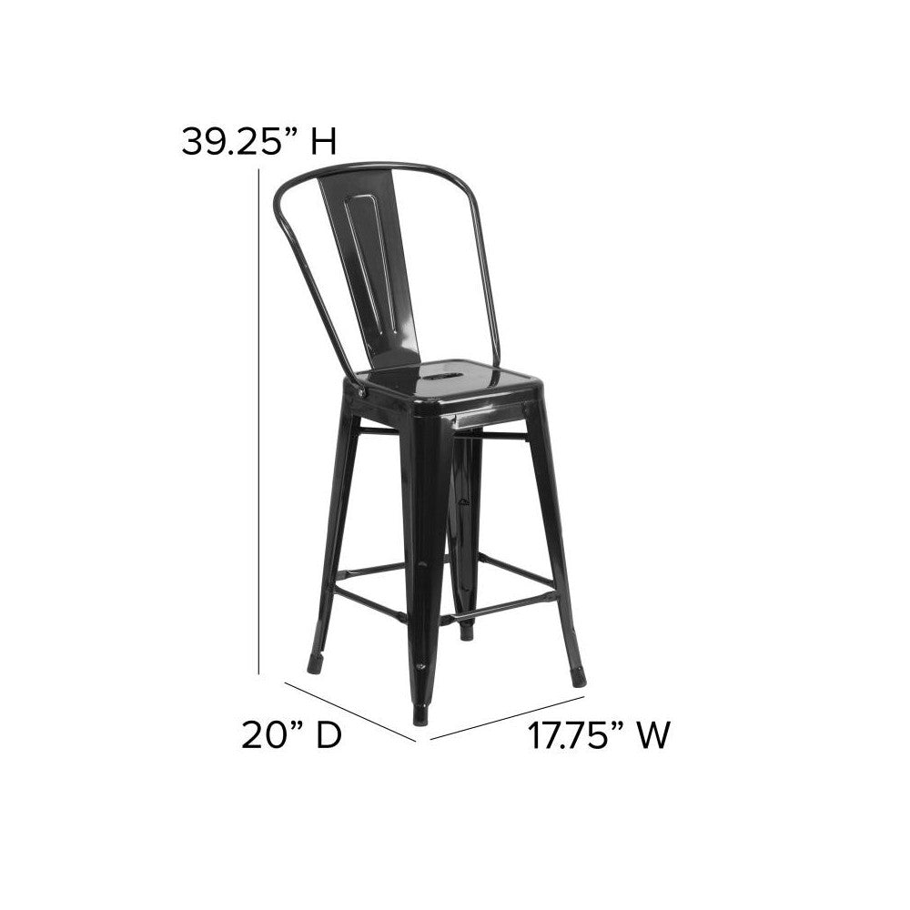 24" Black Stool-Black Seat