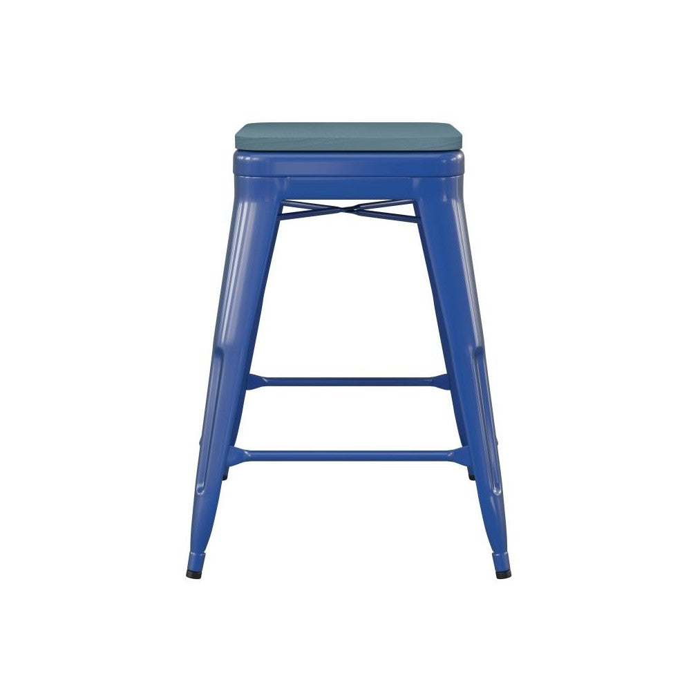 24" Blue Stool-Teal Blue Seat