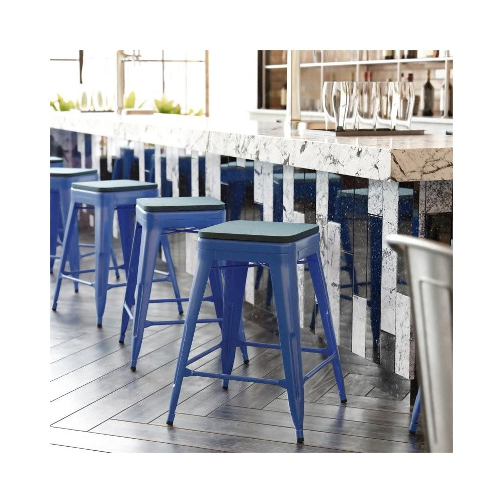 24" Blue Stool-Teal Blue Seat