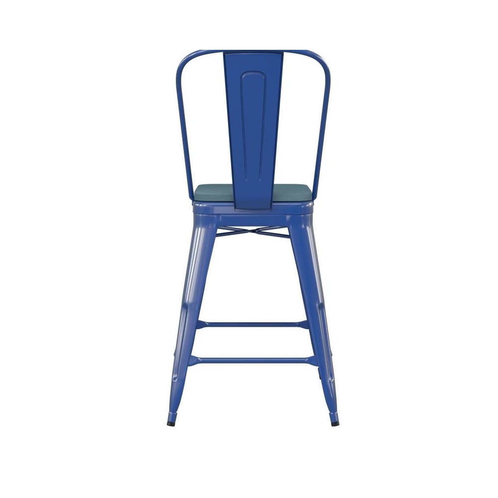 24" Blue Stool-Teal Seat